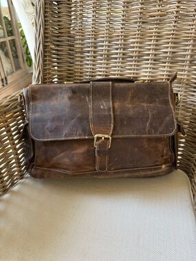 Tiding leather brown computer bag